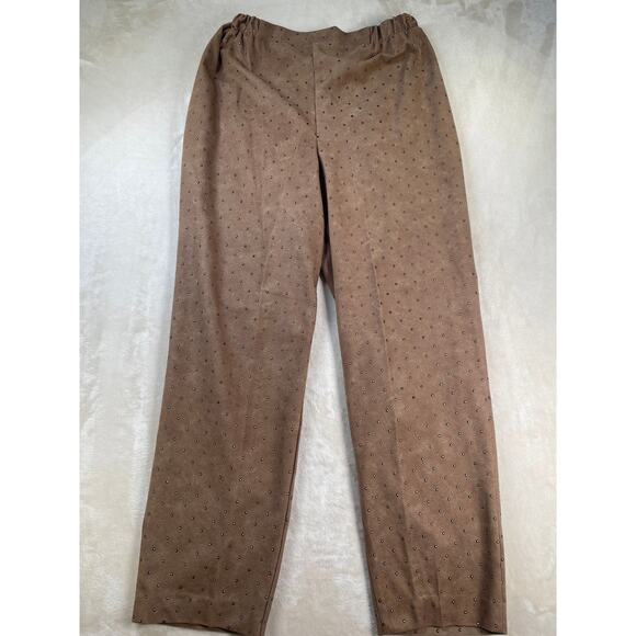 Vintage Caramel Studded Set Satin Lined Bomber Jacket Stretch Pant Suit M - Picture 7 of 16